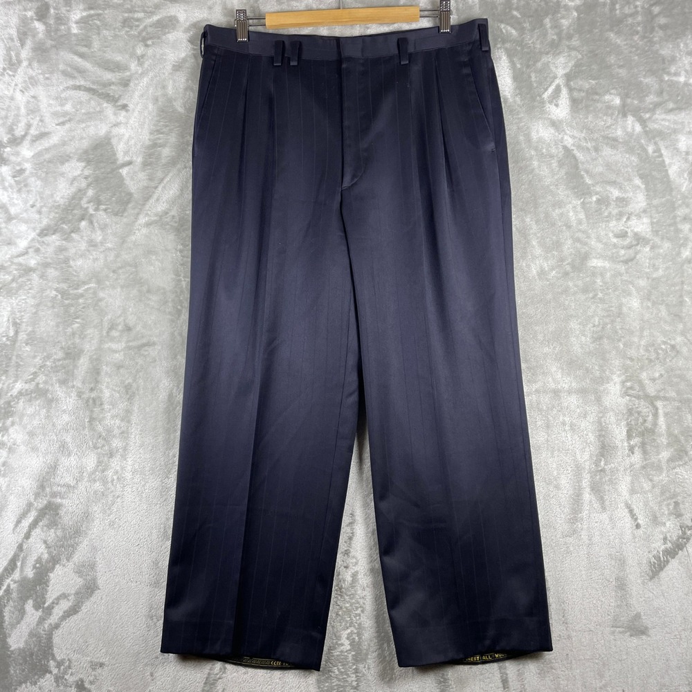 Vintage Drop Loop Double Pleated Slacks Pants Mens 34x26 Wool Flowy True VTG Sty